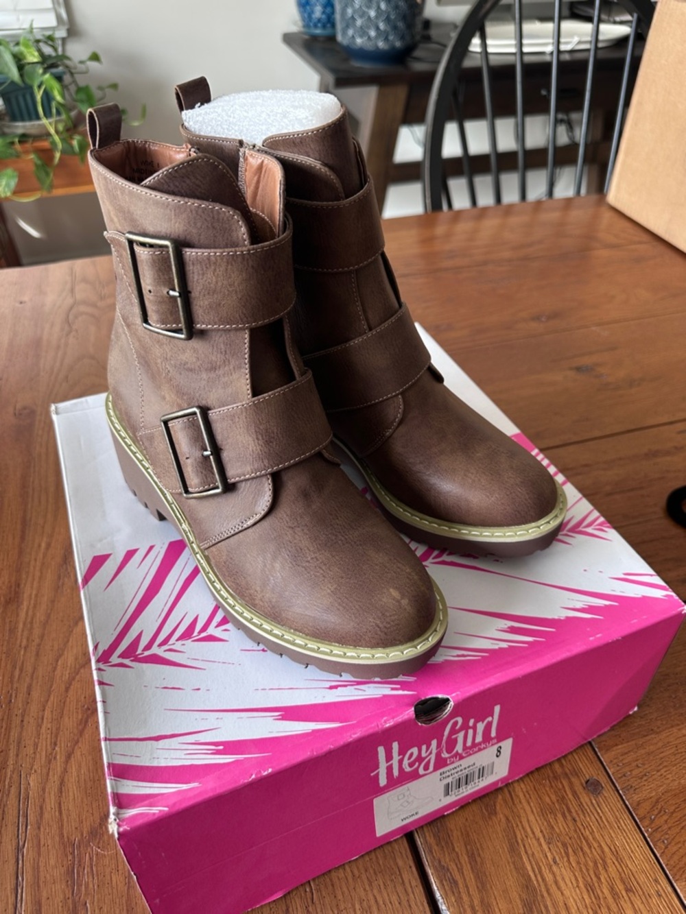 Corkys Brown Distressed Buckle Ankle Boots